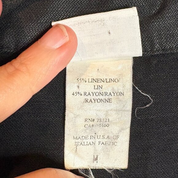 Eileen Fisher black linen blend oversized button down tunic top - Picture 4 of 5